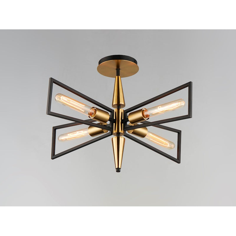 Maxim Lighting Wings 4-Light Flush Mount, Black/Satin Brass