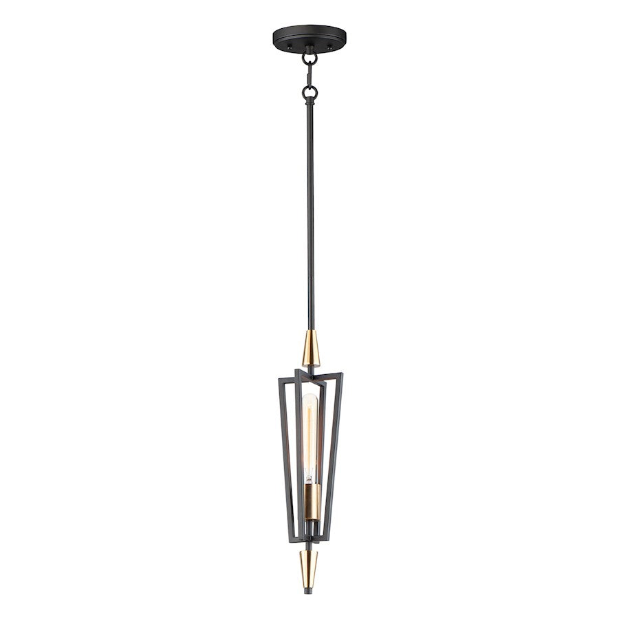 Maxim Lighting Wings 1-Light Pendant, Black/Satin Brass