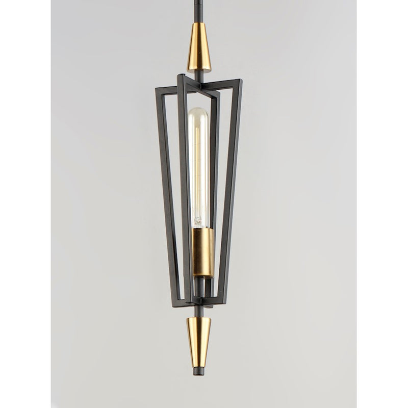 Maxim Lighting Wings 1-Light Pendant, Black/Satin Brass