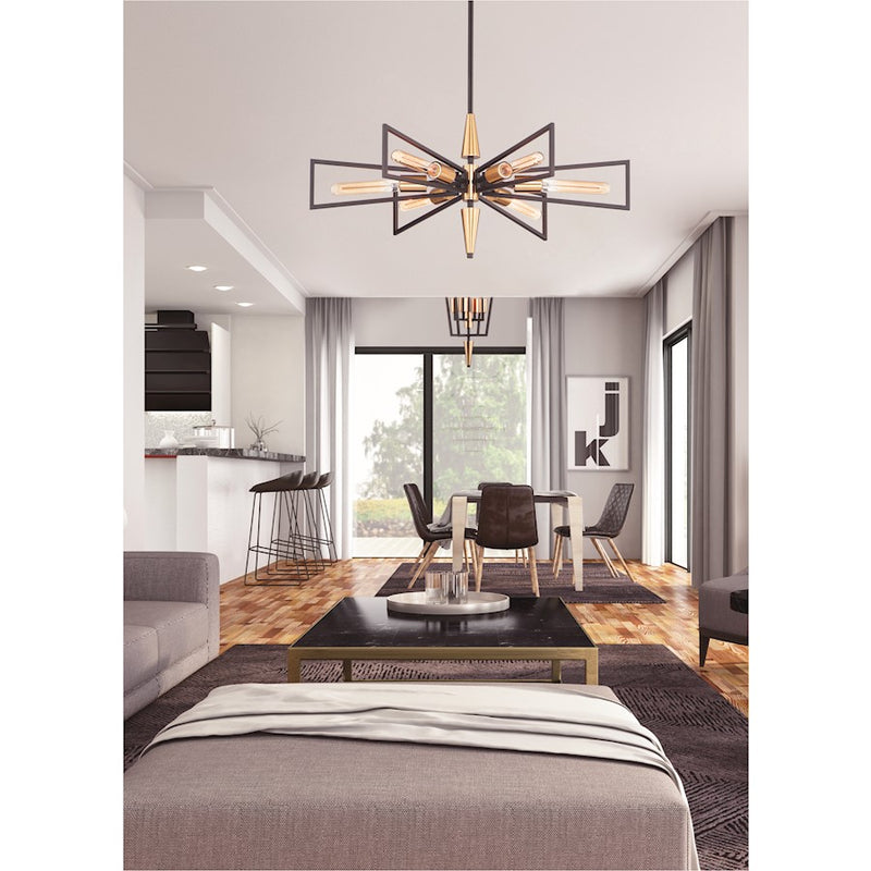 Maxim Lighting Wings 6-Light Chandelier, Black/Satin Brass