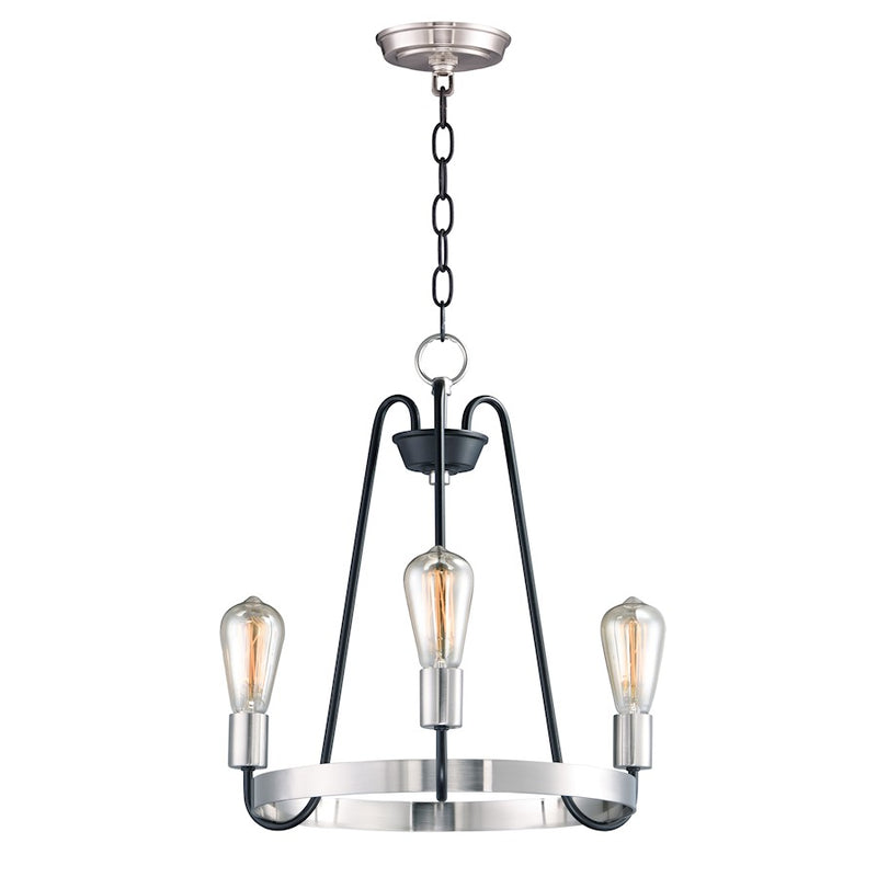 Maxim Lighting Haven 3-Light Chandelier, Black/Satin Nickel