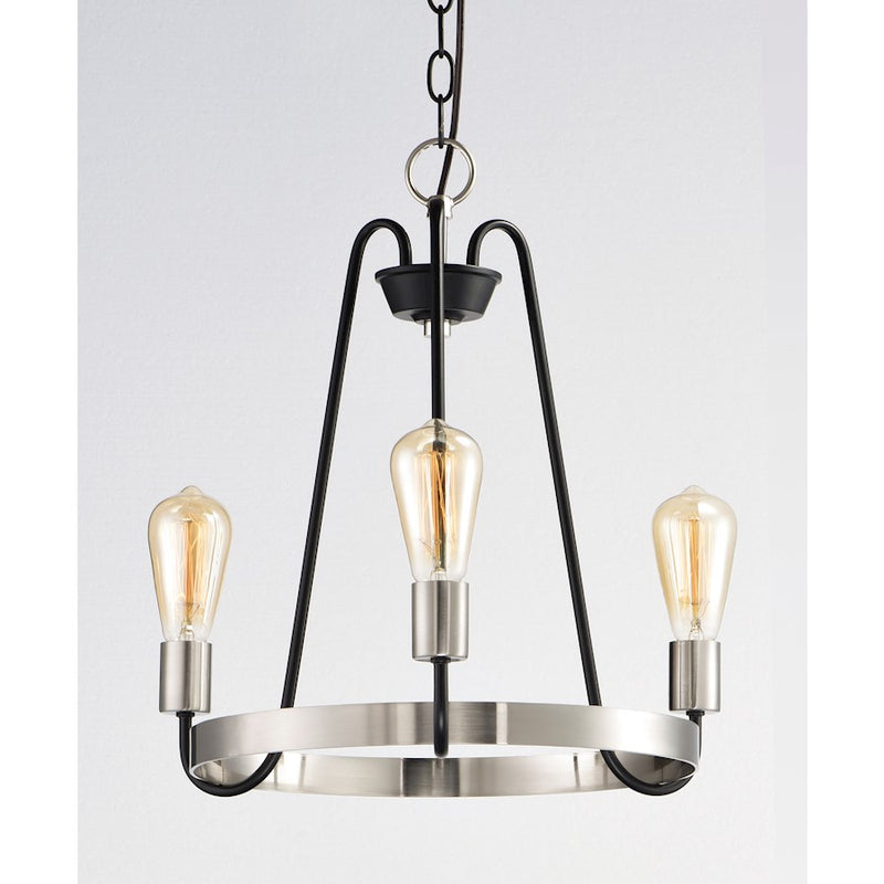 Maxim Lighting Haven 3-Light Chandelier, Black/Satin Nickel