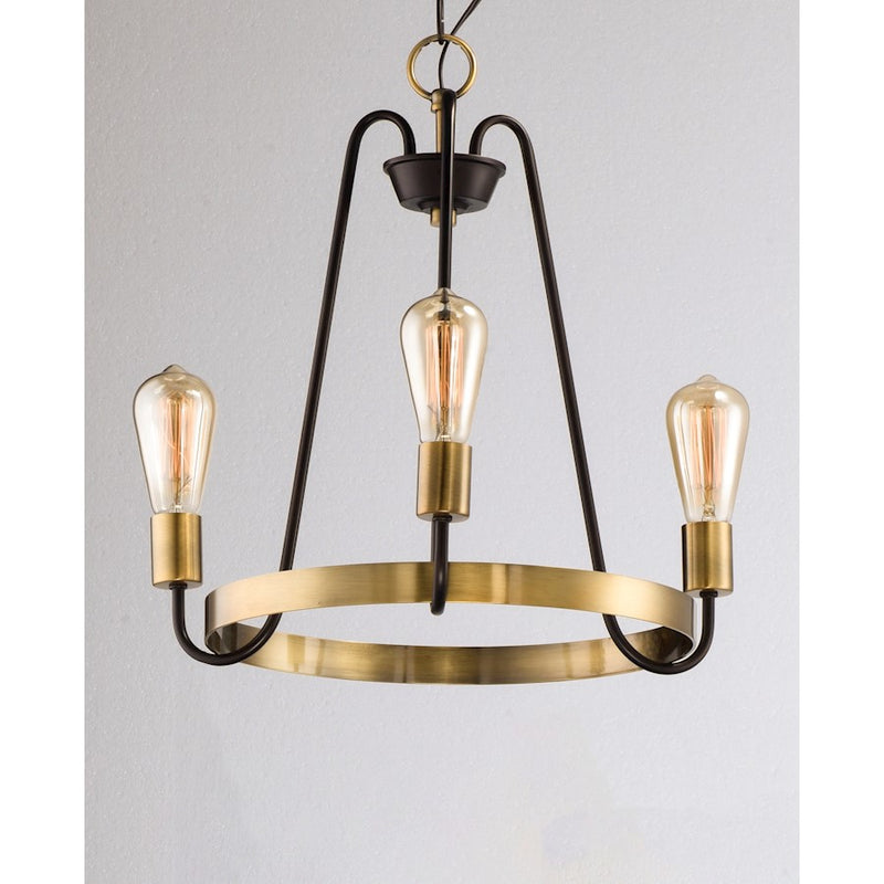 Maxim Lighting Haven 3-Light Chandelier, Bronze/Antique Brass