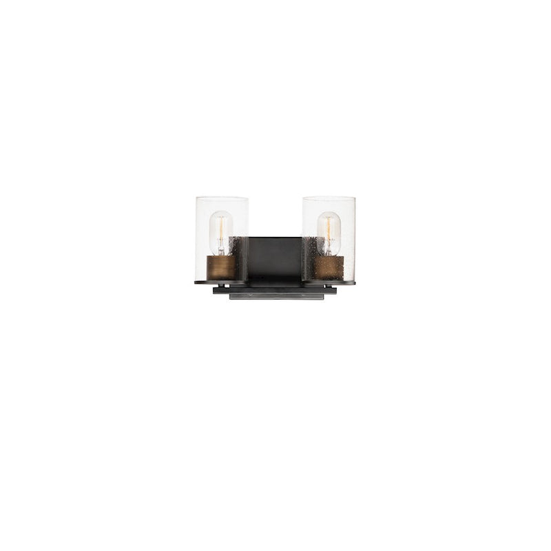 Maxim Lighting Sleek 2-Light Bath, Antique Brass/Black/Seedy