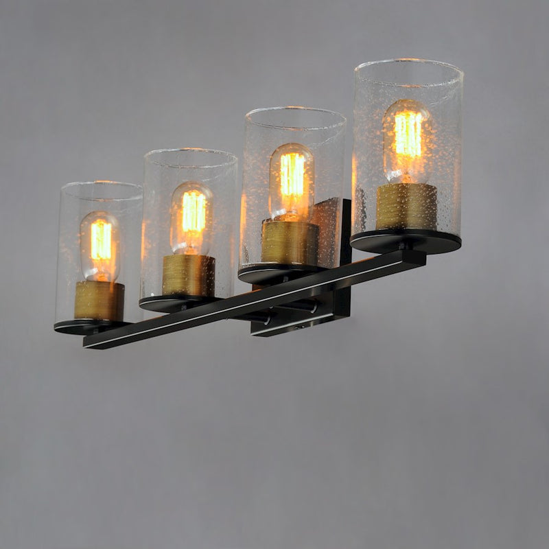 Maxim Lighting Sleek 4-Light Bath, Antique Brass/Black/Seedy