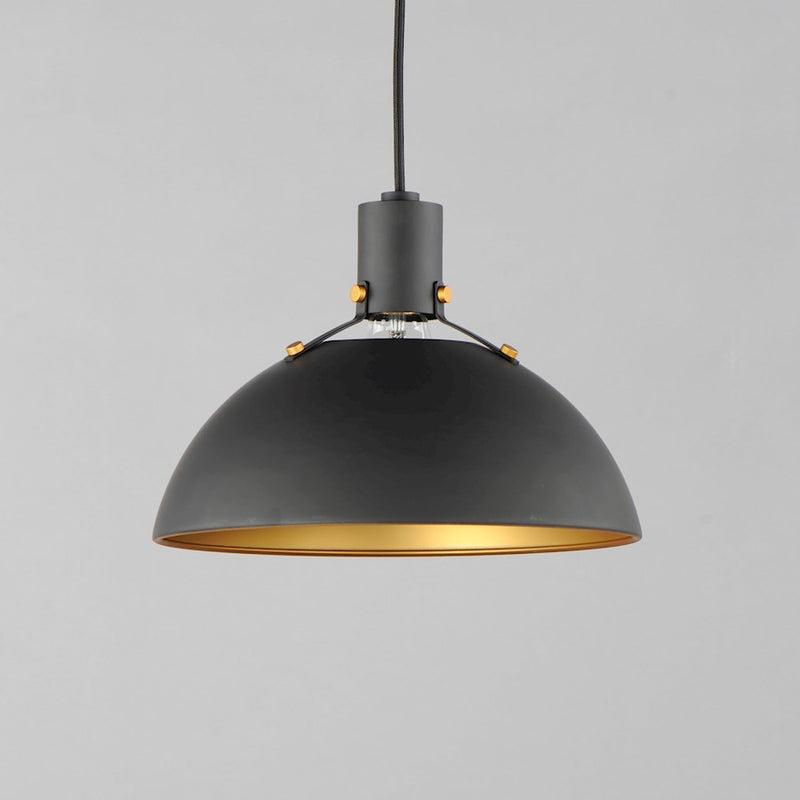 Maxim Lighting Dawn 1 Light 12.5" Pendant, Antique Brass/Black