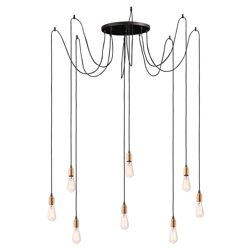 Maxim Lighting Early Electric 8-Light Pendant, Black/Antique Brass
