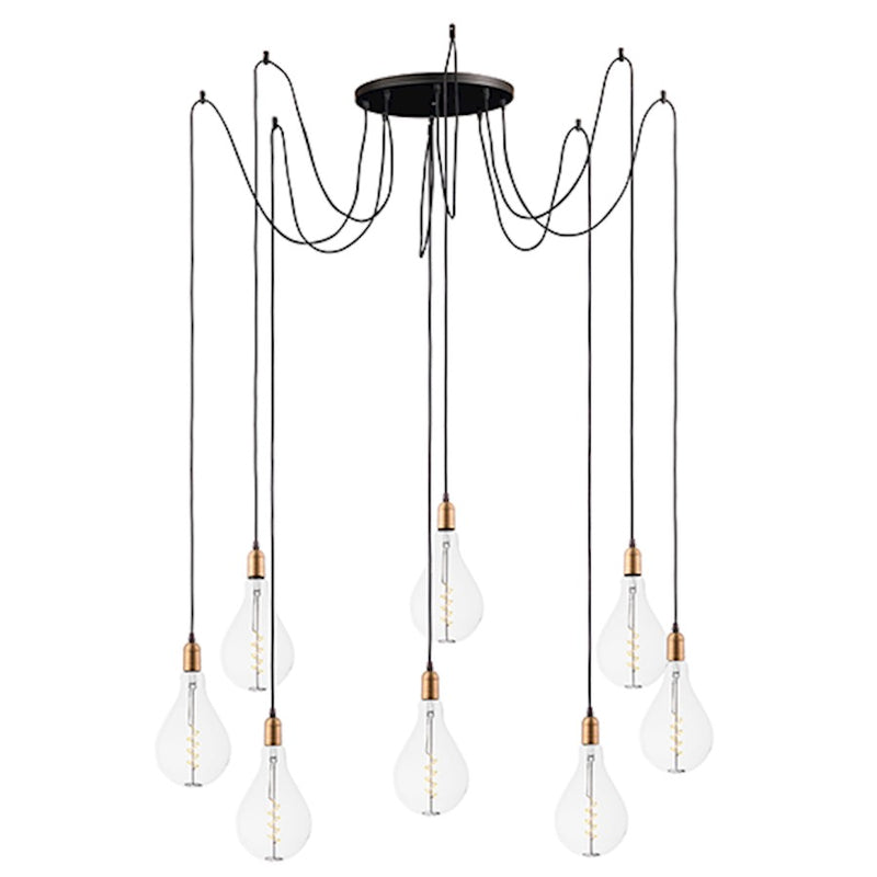 Maxim Lighting Early Electric 8 Light Pendant, Black/Brass