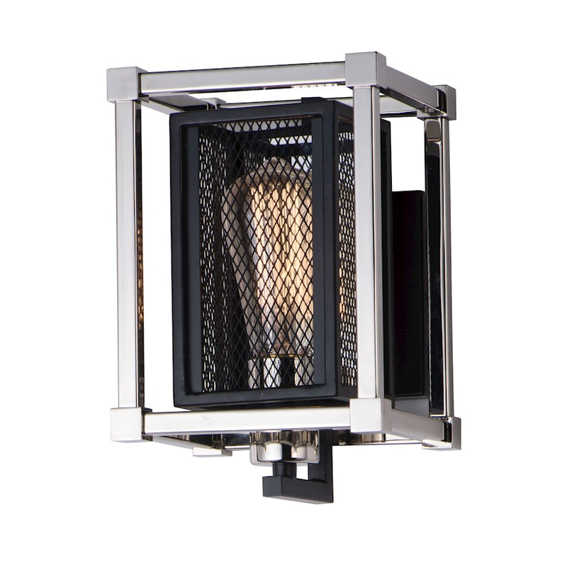Maxim Lighting Refine-Wall Sconce, Black/Polished Nickel