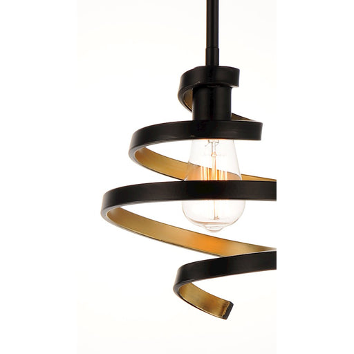 Maxim Lighting Twister 1-Light Mini Pendant, Black/Gold
