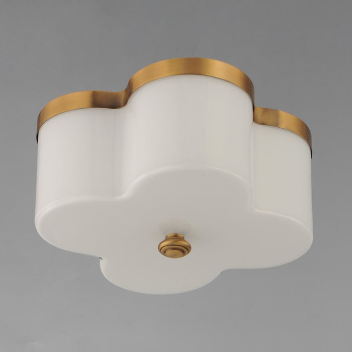 Maxim Lighting Clover 2 Light 13.5" Flush Mount, Aged Brass/White