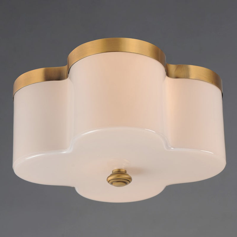 Maxim Lighting Clover 2 Light 13.5" Flush Mount, Aged Brass/White