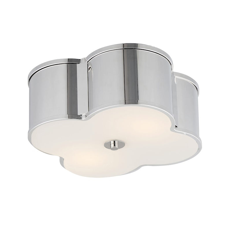 Maxim Lighting Clover 2 Light Flush Mount, Polished Nickel/White