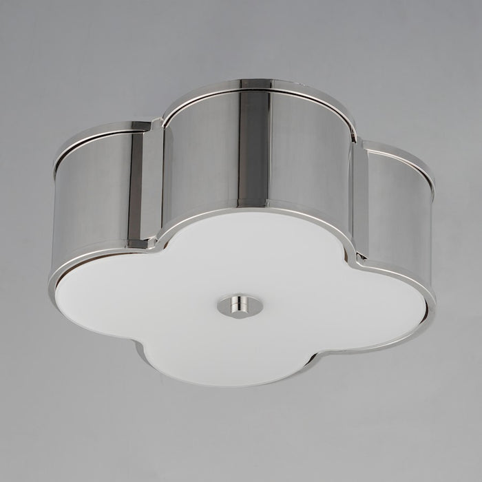 Maxim Lighting Clover 2 Light Flush Mount, Polished Nickel/White