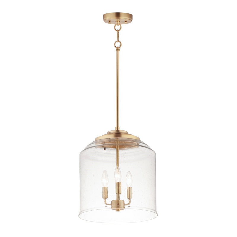 Maxim Acadia 14in 3-Light Multi-Light Pendant | Transitional Heritage Brass and Clear Seedy Glass | Kitchen Island | Model 12273CDHR