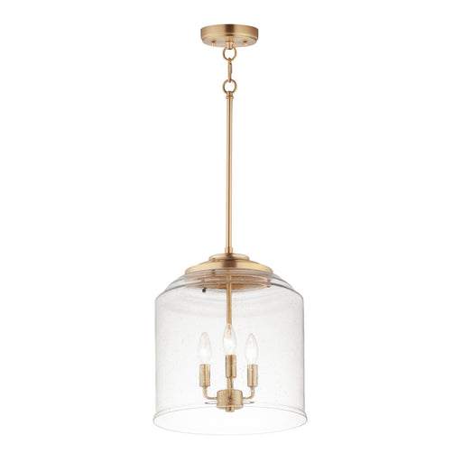 Maxim Acadia 14in 3-Light Multi-Light Pendant | Transitional Heritage Brass and Clear Seedy Glass | Kitchen Island | Model 12273CDHR
