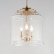 Maxim Acadia 14in 3-Light Multi-Light Pendant | Transitional Heritage Brass and Clear Seedy Glass | Kitchen Island | Model 12273CDHR