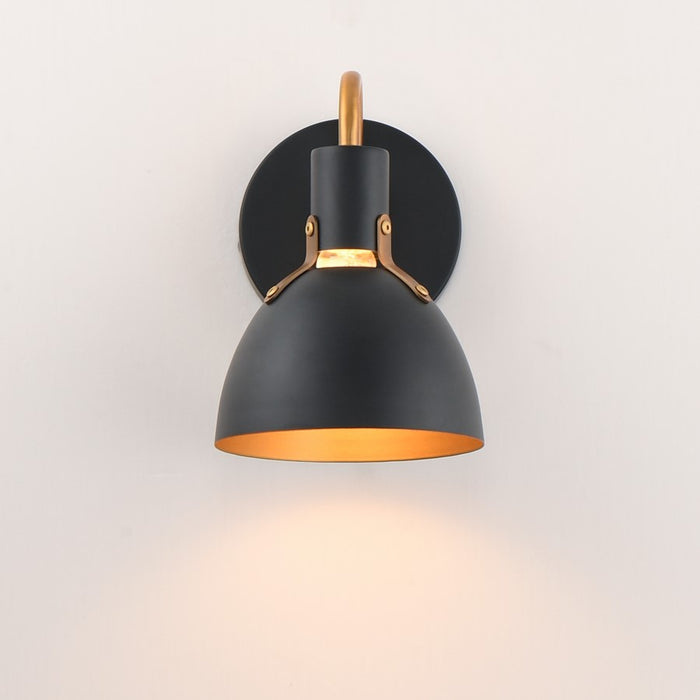 Maxim Lighting Dusk 1 Light 8.75" Bath Vanity, Black/Antique Brass