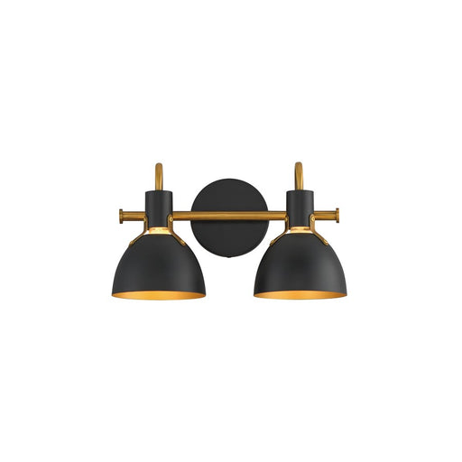 Maxim Lighting Dusk 2 Light 8.75" Bath Vanity, Black/Antique Brass - 12342BKAB