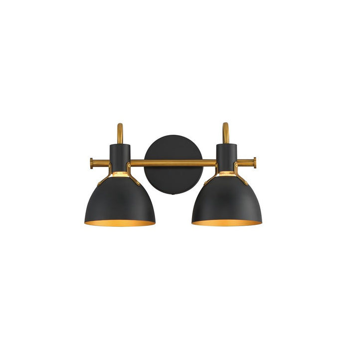 Maxim Lighting Dusk 2 Light 8.75" Bath Vanity, Black/Antique Brass - 12342BKAB