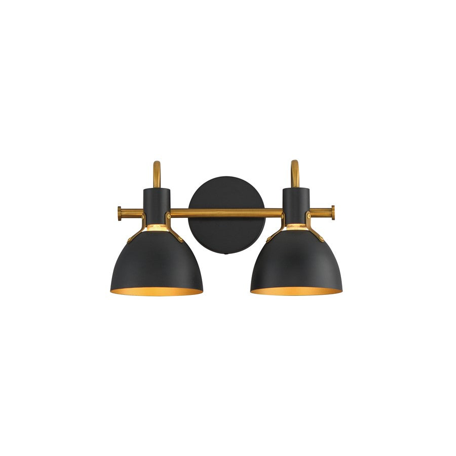 Maxim Lighting Dusk 2 Light 8.75" Bath Vanity, Black/Antique Brass - 12342BKAB