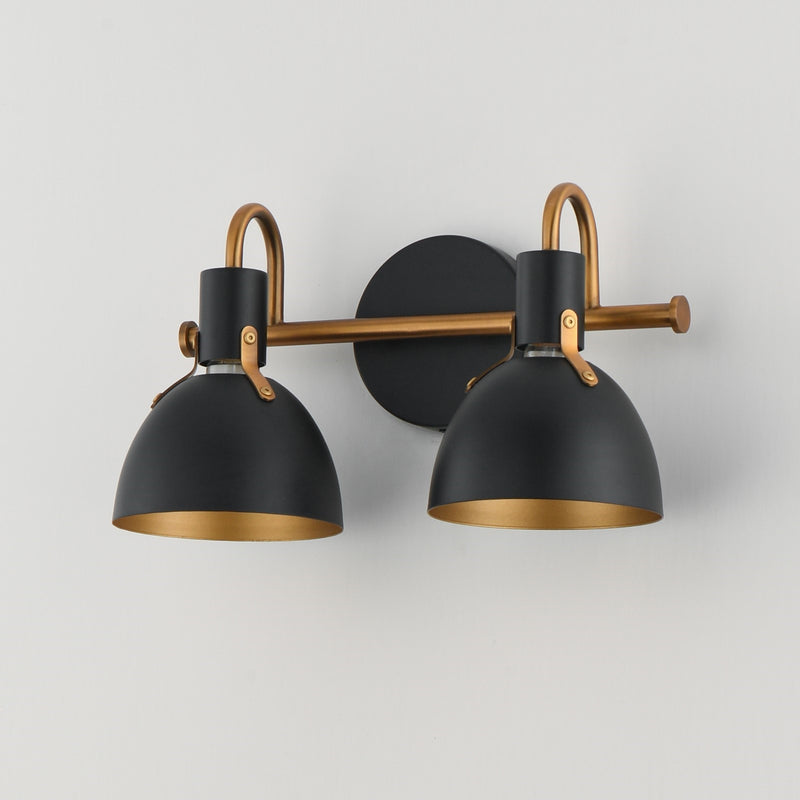 Maxim Lighting Dusk 2 Light 8.75" Bath Vanity, Black/Antique Brass