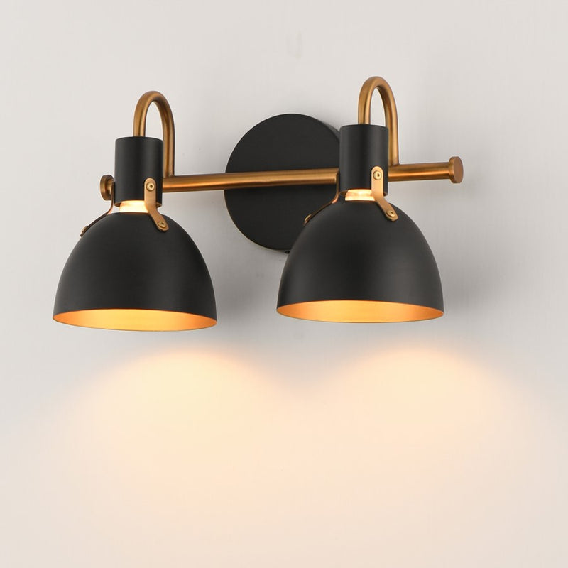 Maxim Lighting Dusk 2 Light 8.75" Bath Vanity, Black/Antique Brass