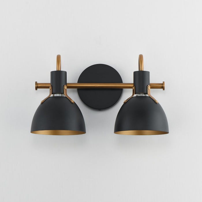 Maxim Lighting Dusk 2 Light 8.75" Bath Vanity, Black/Antique Brass