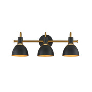 Maxim Lighting Dusk 3 Light 8.75" Bath Vanity, Black/Antique Brass - 12343BKAB