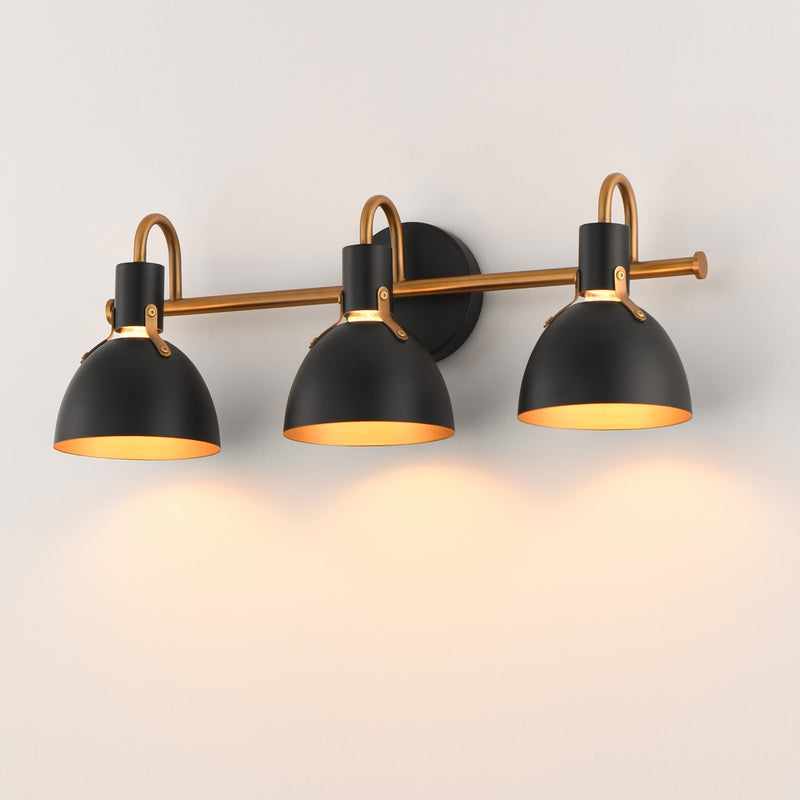 Maxim Lighting Dusk 3 Light 8.75" Bath Vanity, Black/Antique Brass