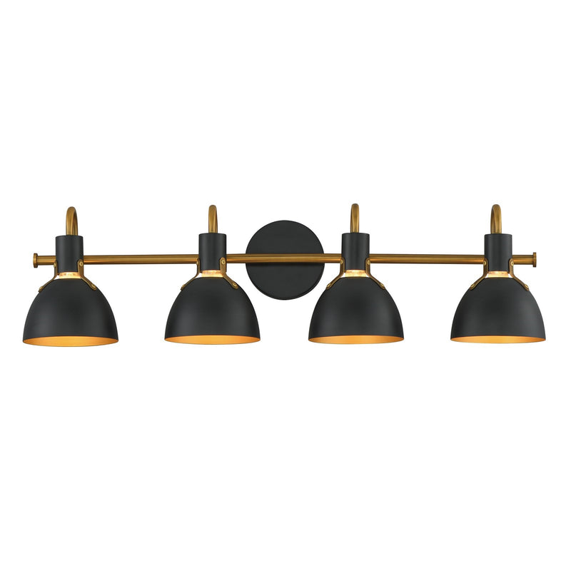 Maxim Lighting Dusk 4 Light 8.75" Bath Vanity, Black/Antique Brass