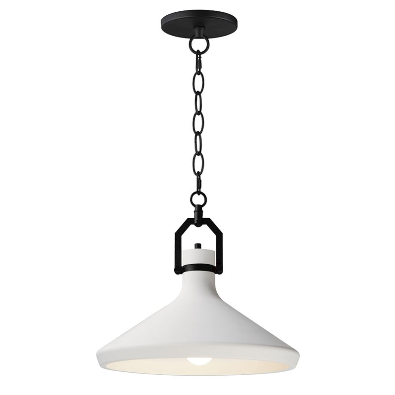 Maxim Lighting Lumi 1 Light 16" White Plaster Pendant, Black/White