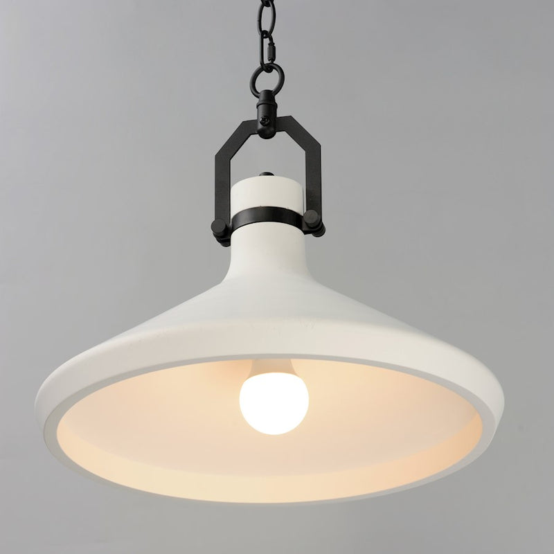 Maxim Lighting Lumi 1 Light 16" White Plaster Pendant, Black/White