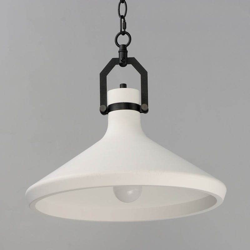 Maxim Lighting Lumi 1 Light 16" White Plaster Pendant, Black/White