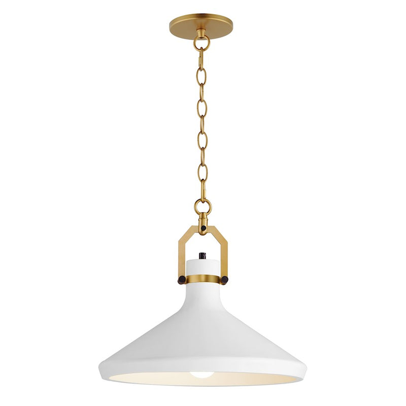 Maxim Lighting Lumi 1 Light 16" White Plaster Pendant, Brass/White