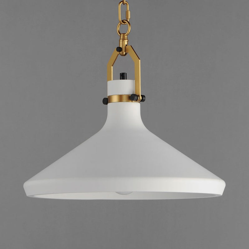 Maxim Lighting Lumi 1 Light 16" White Plaster Pendant, Brass/White