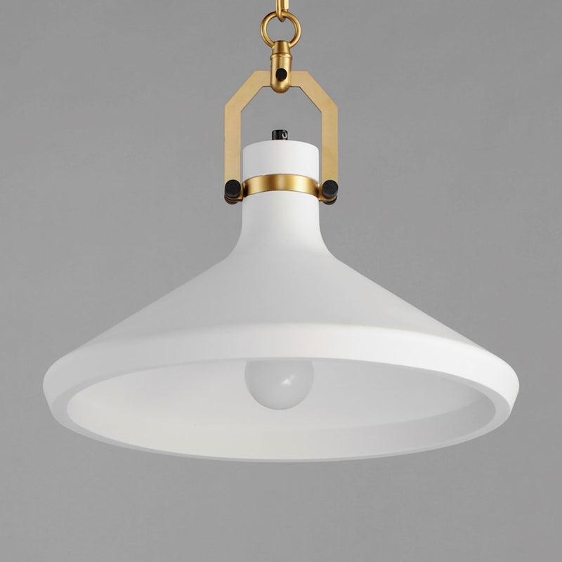 Maxim Lighting Lumi 1 Light 16" White Plaster Pendant, Brass/White