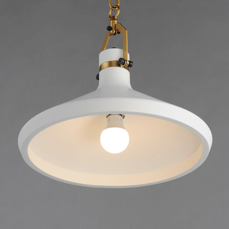 Maxim Lighting Lumi 1 Light 16" White Plaster Pendant, Brass/White