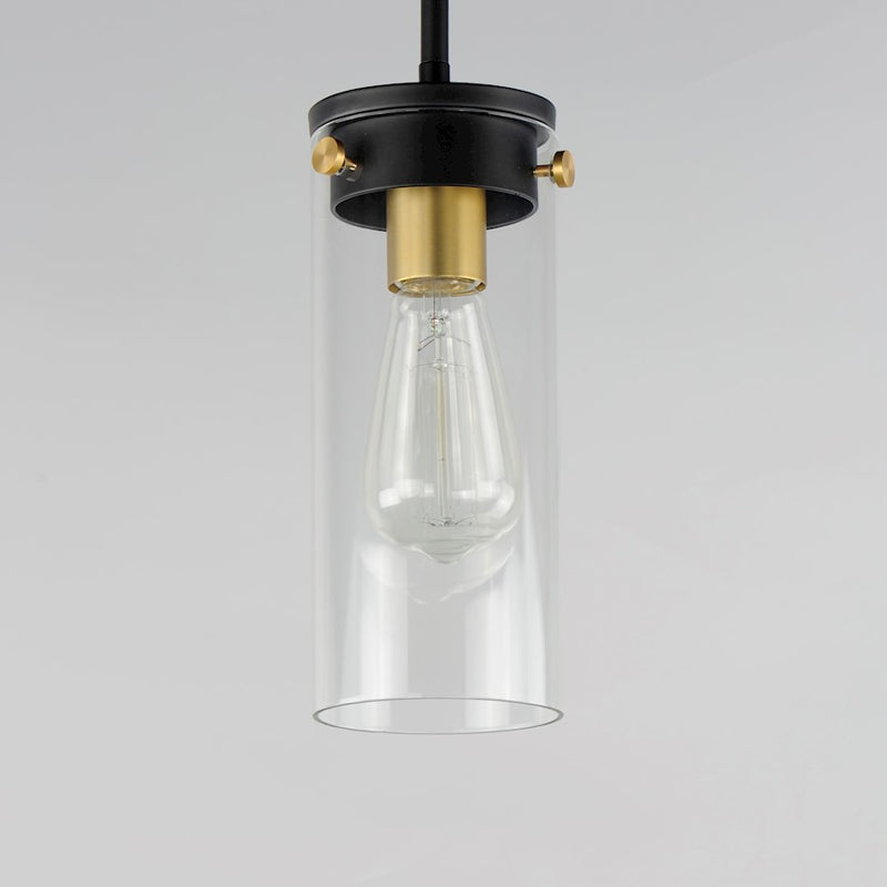 Maxim Lighting Pinn 1 Light Mini Pendant, Black/Satin Brass/Clear