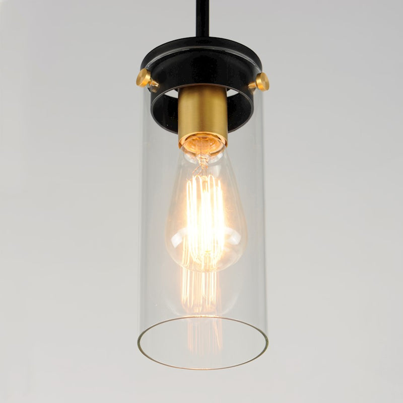 Maxim Lighting Pinn 1 Light Mini Pendant, Black/Satin Brass/Clear