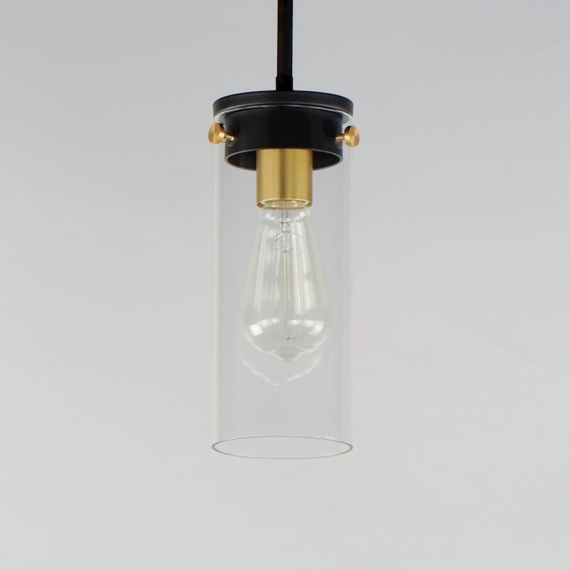 Maxim Lighting Pinn 1 Light Mini Pendant, Black/Satin Brass/Clear