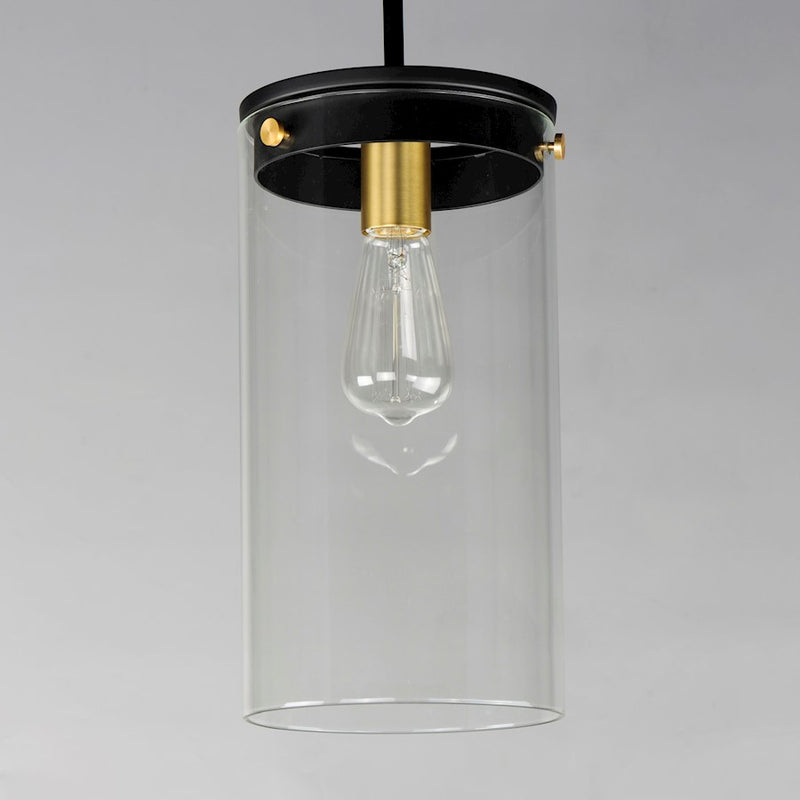 Maxim Lighting Pinn 1 Light Single Pendant, Black/Brass/Clear