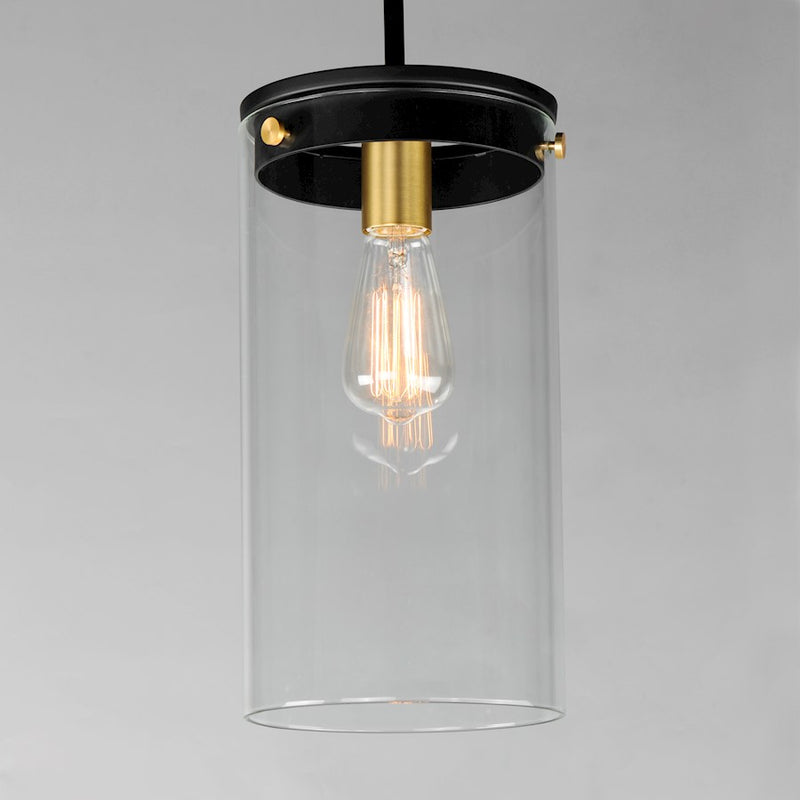 Maxim Lighting Pinn 1 Light Single Pendant, Black/Brass/Clear
