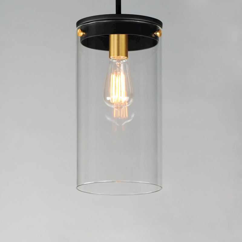 Maxim Lighting Pinn 1 Light Single Pendant, Black/Brass/Clear