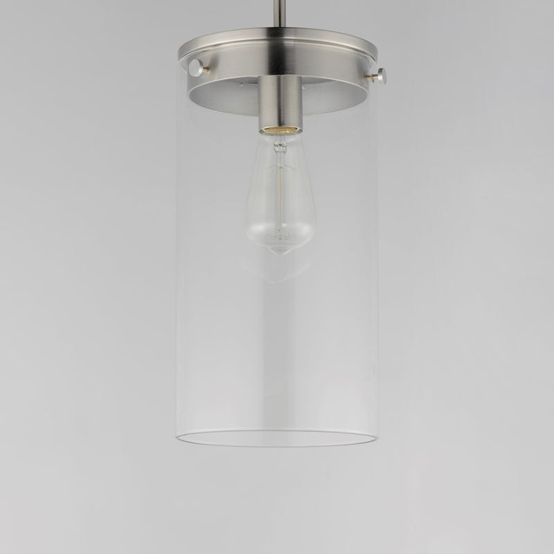 Maxim Lighting Pinn 1 Light Single Pendant, Satin Nickel/Clear