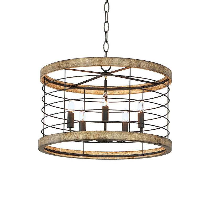 Maxim Lighting Homestead 24" 5-Light Chandelier, Driftwood/Black