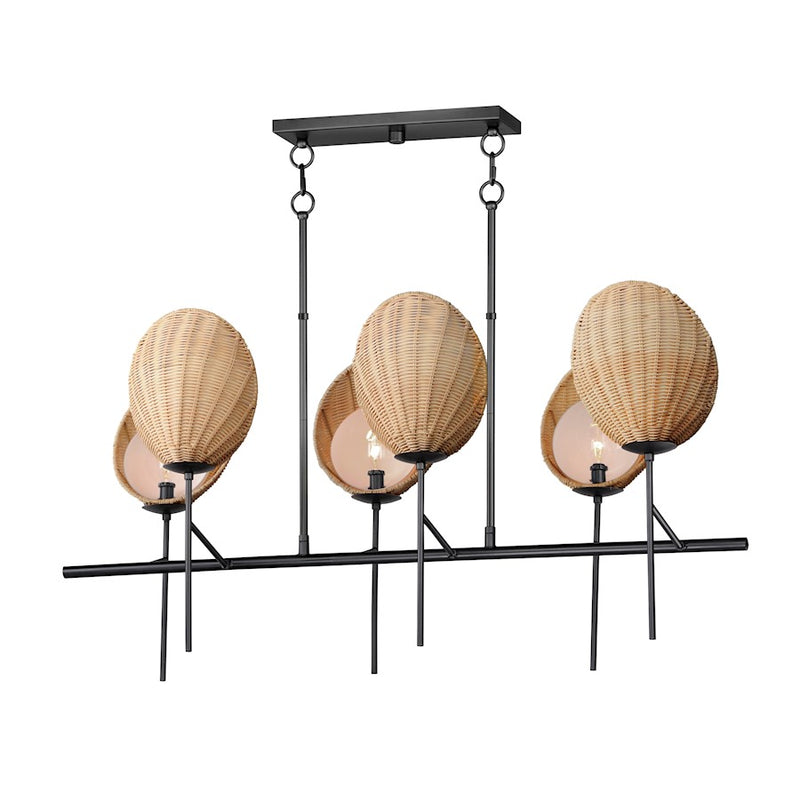 Maxim Lighting Maldives 6 Light 18" Linear Chandelier, Blac