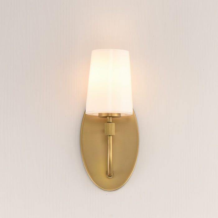 Maxim Lighting Durham 1 Light Wall Sconce, Natural Aged Brass/White