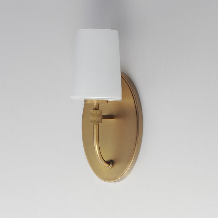 Maxim Lighting Durham 1 Light Wall Sconce, Natural Aged Brass/White