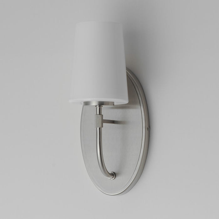 Maxim Lighting Durham 1 Light 13.25" Wall Sconce, Satin Nickel/White